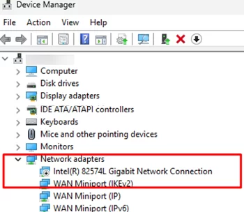 Device Manager'da ağ bağdaştırıcılarını denetleyin ve etkinleştirin