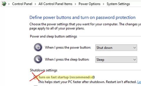Windows'ta hızlı başlatmayı devre dışı bırakma