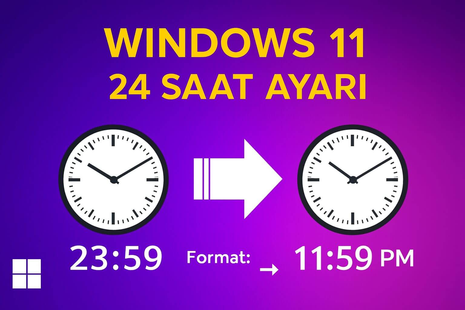 windows 24saat ayar